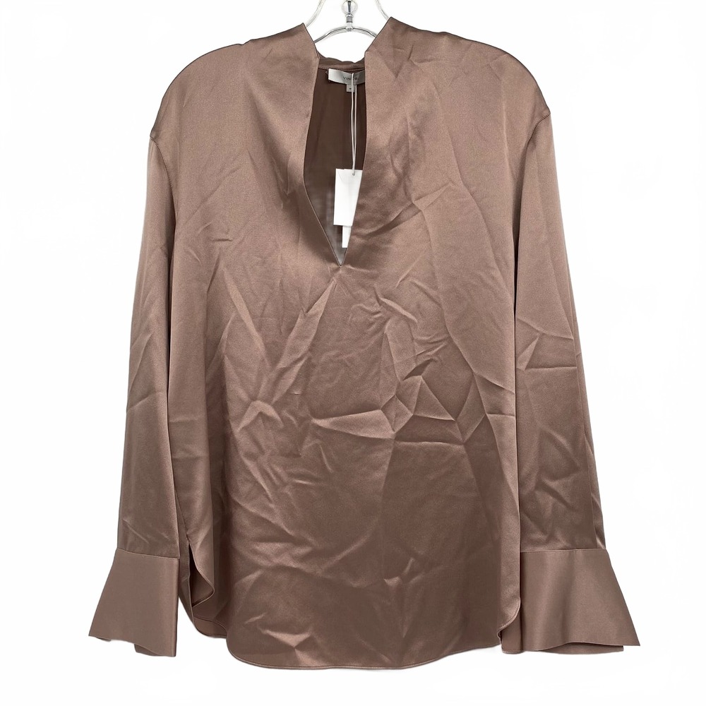 Vince Blush Pink Silk V-Neck Blouse | Women’s M Regular